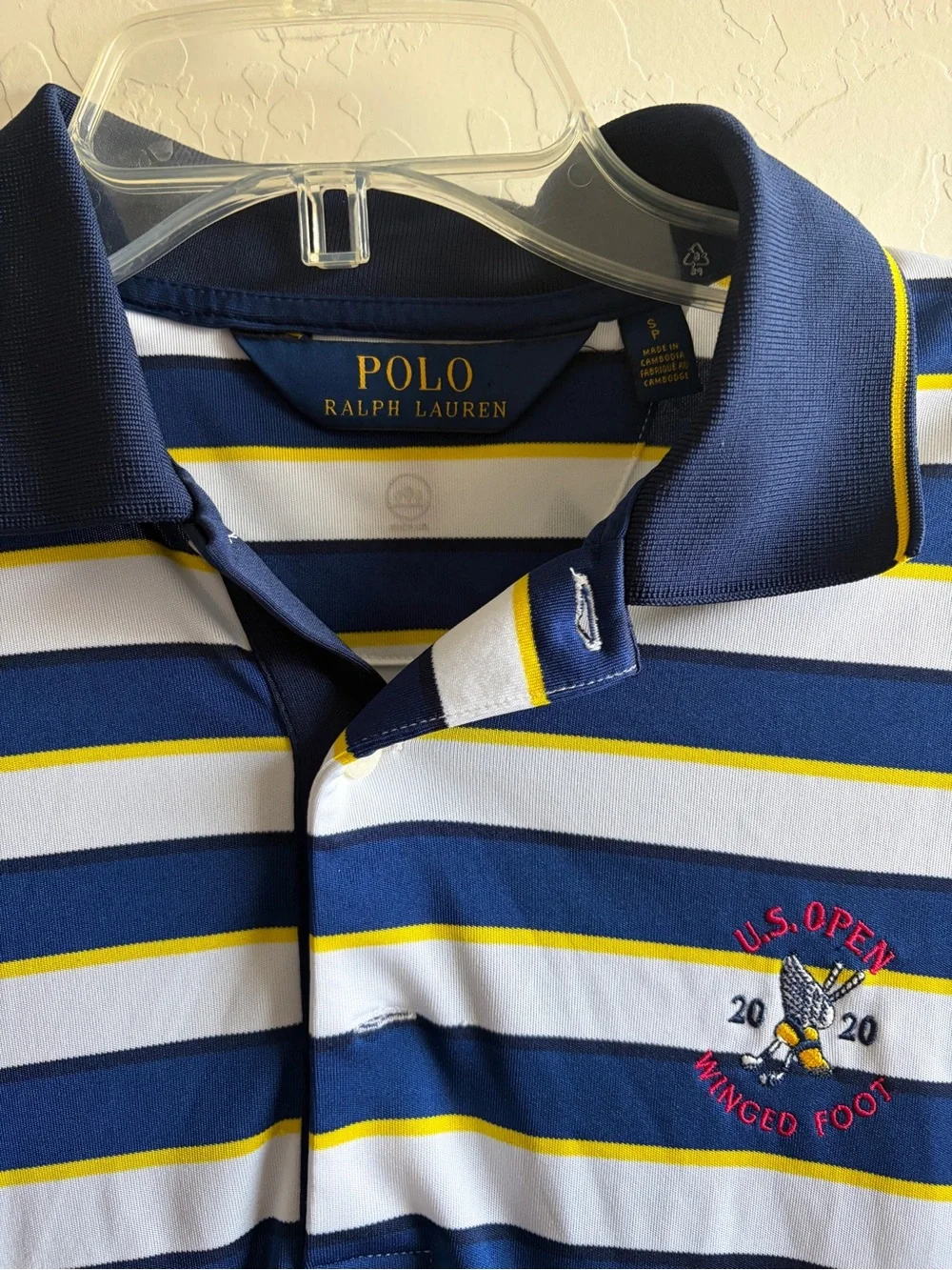 Ralph Lauren Navy, White & Yellow Striped Polo Shirt